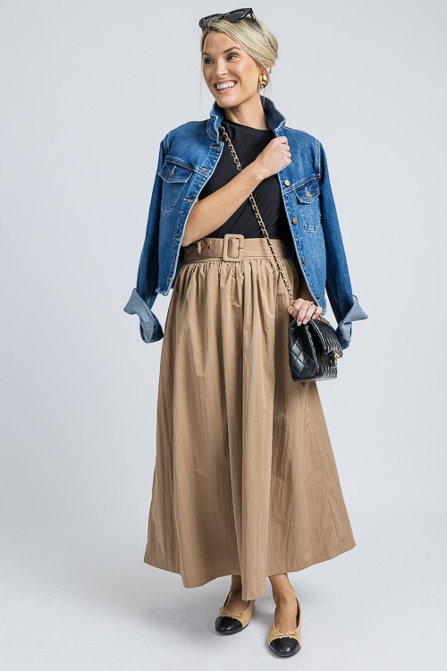 【PORTERNA】Miran Buckle Mid-Length Skirt Rinse-wash midi-skirt with buckle - Women | MANGO USA